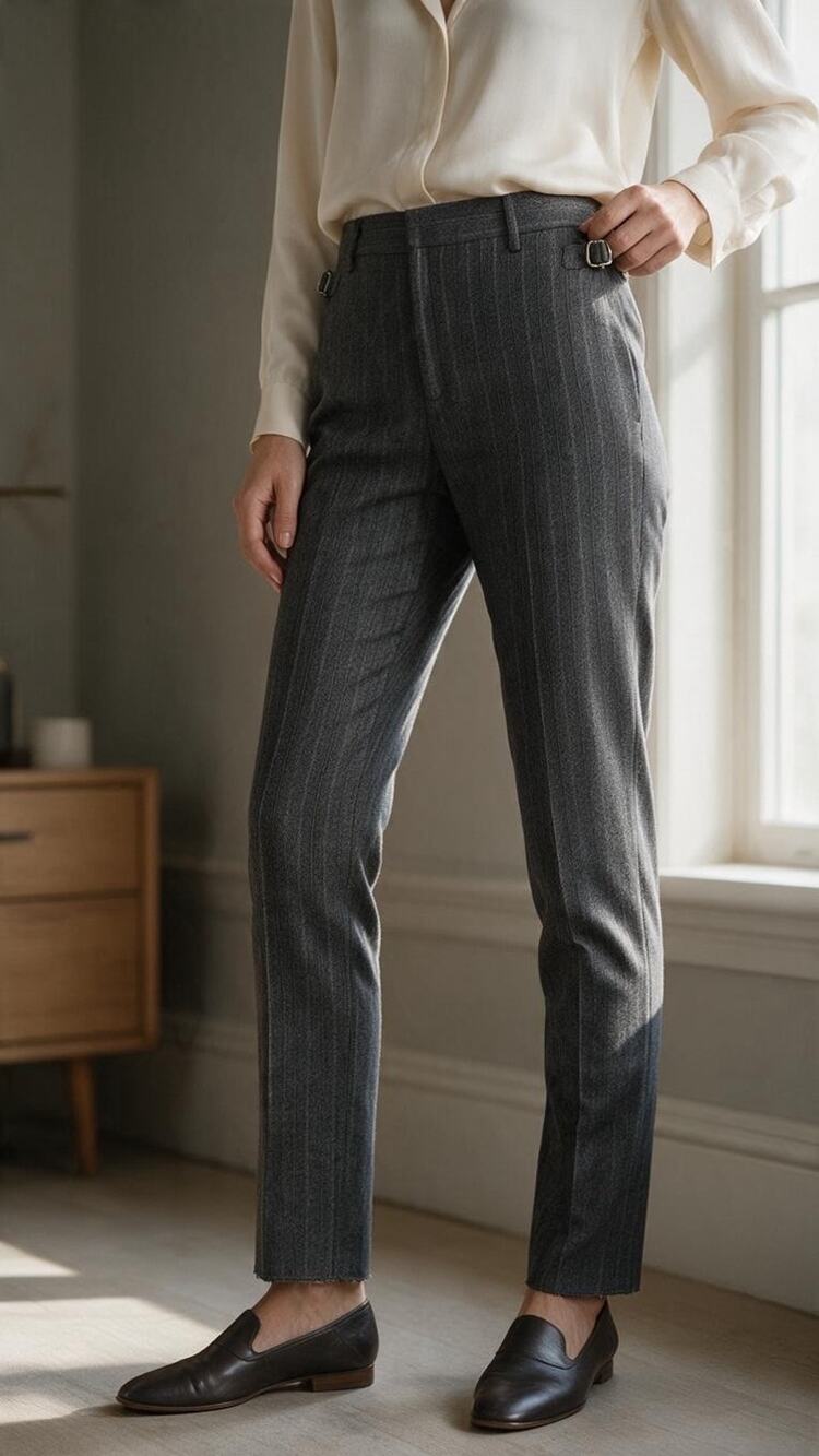 ETRO Womens Gray Pinstripe Trousers Dress Pants Size 44 IT 8 US Cotton Wool NWT